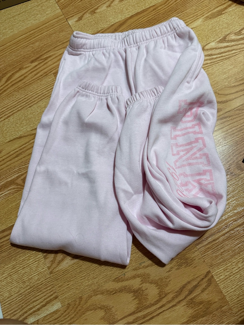 PINK Victoria's Secret Light Pink Kids Fleece Joggers with Logo
